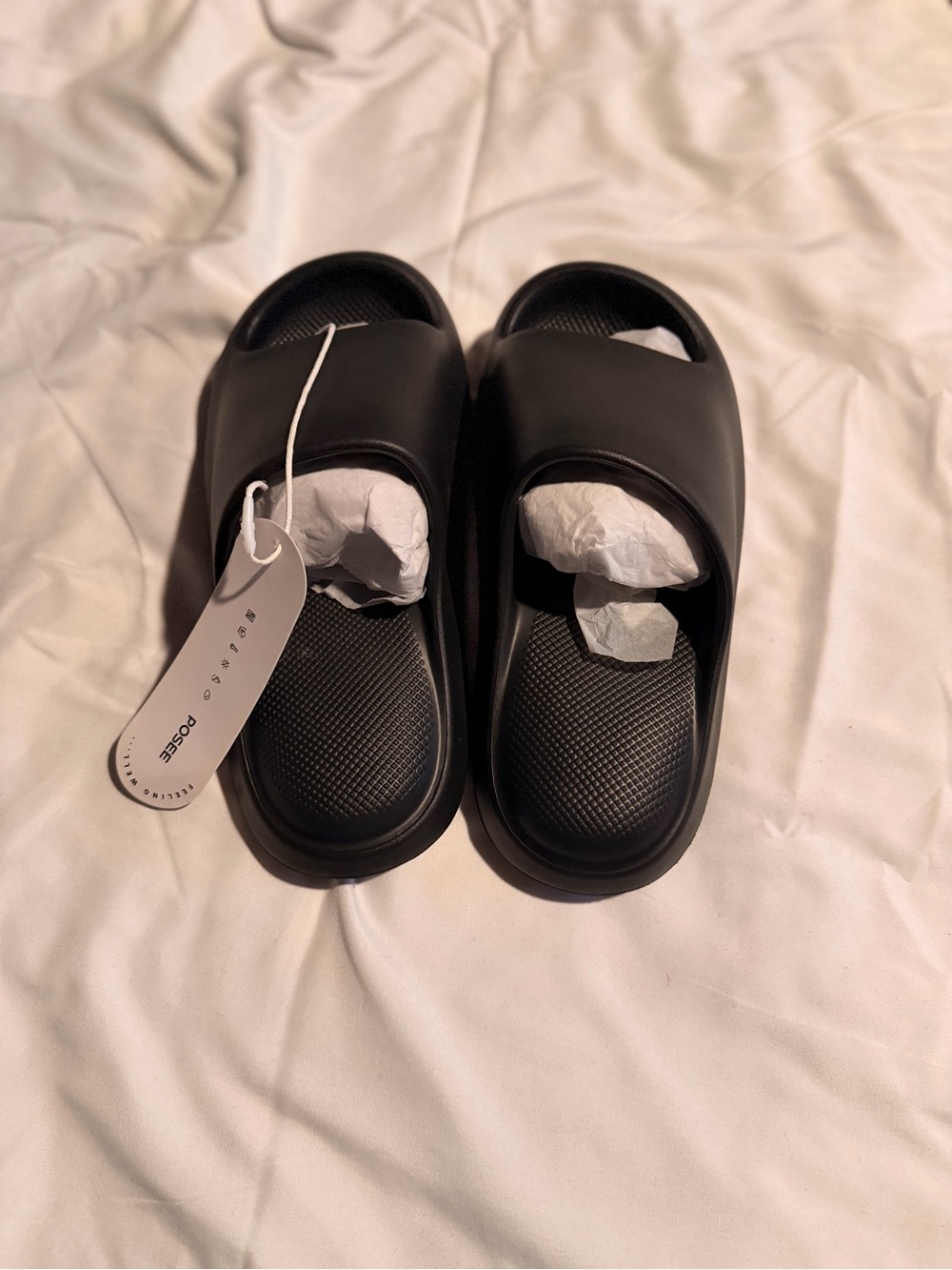 POSEE Black Platform Slides Sandals Size 39/40 NWT